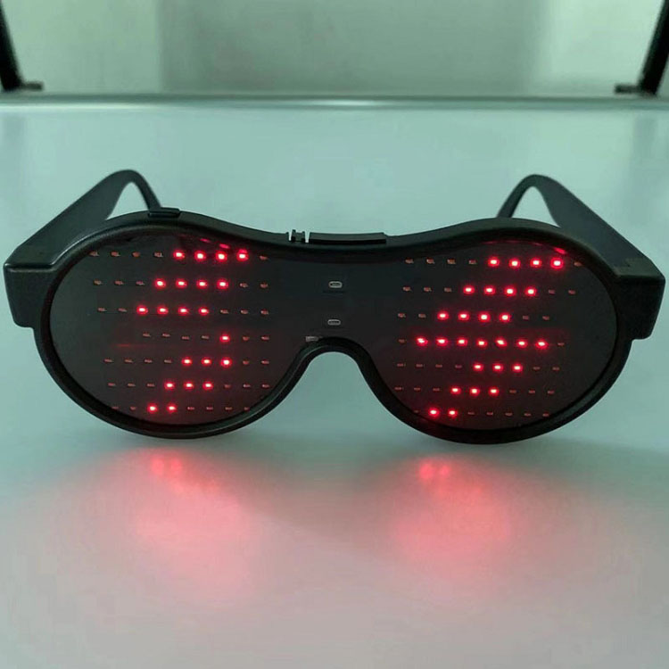 2020 New LED luminous glasses dynamic 16 modes button battery bar disco glasses support customization